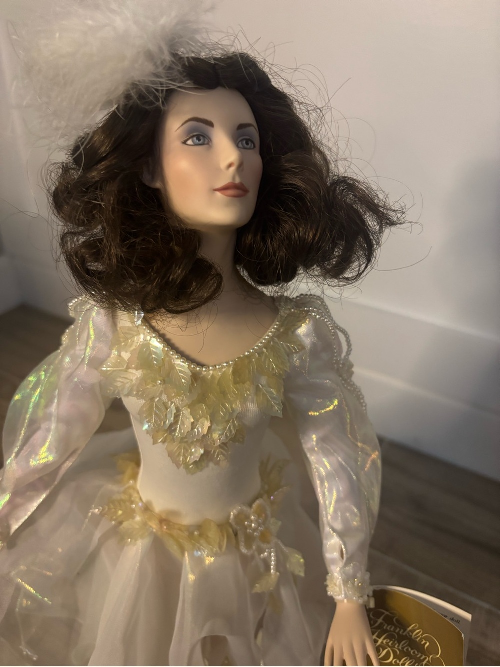 Franklin Mint Peggy Fleming White and Gold Porcelain Ballet Doll
